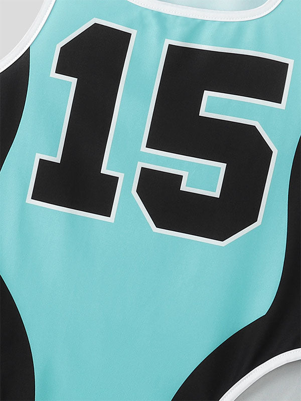 Men's Number Colorblock Print Side Cutout Bodysuit SKUL20997