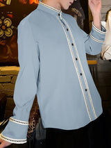 Men's Casual Contrast Color Long Sleeve Shirt SKUL45330