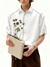 Men's Color Block Stitch Short Sleeve Shirt SKUL36633