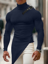 Men's Belt Patchwork Textured Long Sleeve T-Shirt SKUL26061