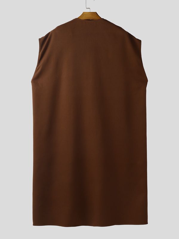 Men's Solid Color Ribbon Patchwork Casual Cloak SKUL37245