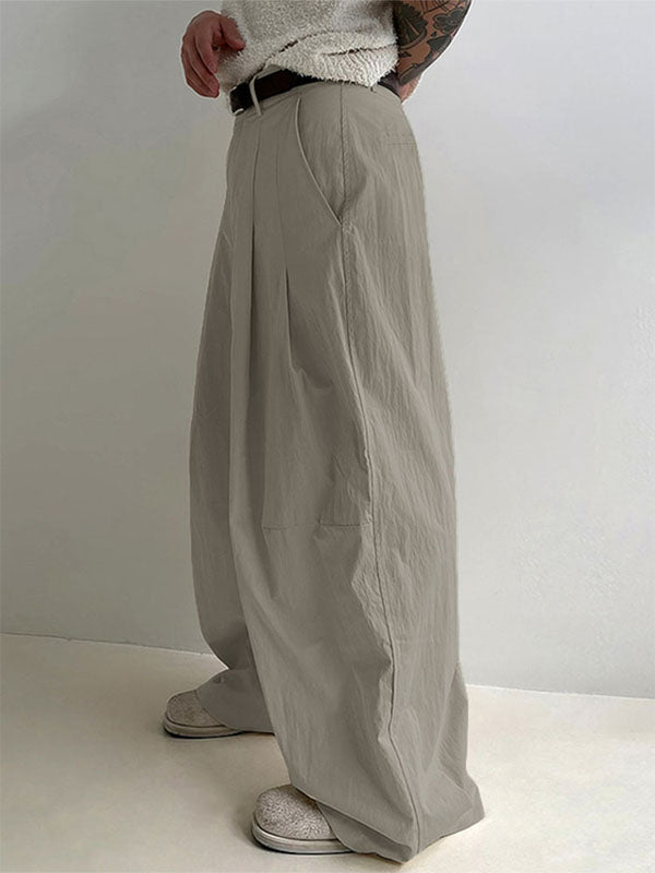 Men's Solid Crinkle Loose Draped Casual Pant SKUL23890