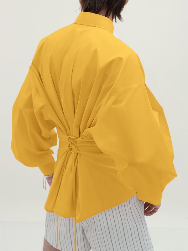 Men's Deconstructed Back Lace Up Long Sleeve Shirt SKUL27428