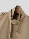 Mens Solid Flap Pocket Drawstring Hem Jacket SKUK31955