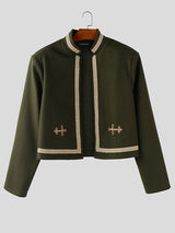 Men's Embroidered Cropped Long Sleeve Jacket SKUL27338