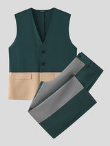 Men's Colorblock Casual Two Pieces Outfit SKUL24987