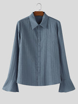 Men's Textured Flared Split Cuff Long Sleeve Shirt SKUL26978