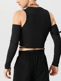 Mens Solid Lace-Up Knit Crop Top SKUK30183
