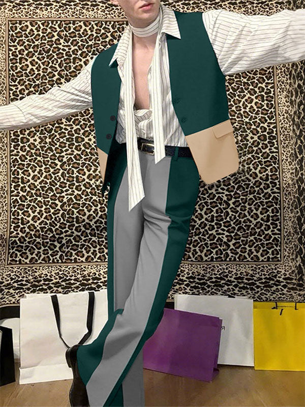 Men's Colorblock Casual Two Pieces Outfit SKUL24987