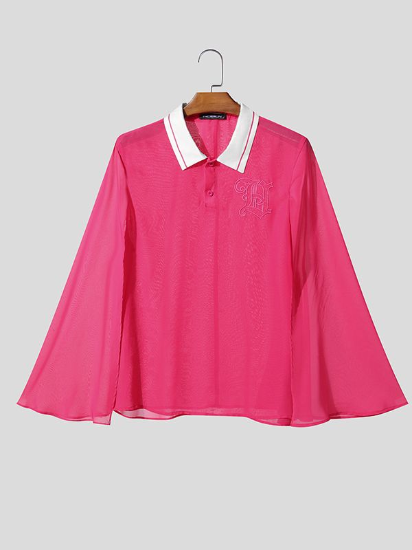 Men's Avant-Garde Sheer Chiffon Split Cape Sleeve Shirt SKUL60989
