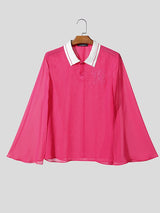 Men's Avant-Garde Sheer Chiffon Split Cape Sleeve Shirt SKUL60989