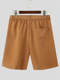 Mens Solid Mid Length Casual Belted Shorts SKUK17818