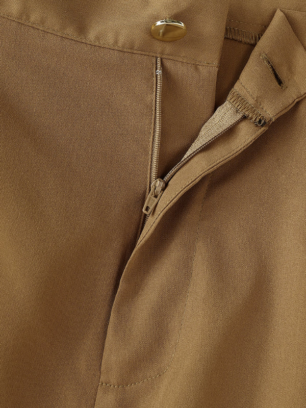 Men's Solid Color Pleated Casual Pant SKUL27438