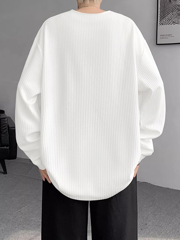 Men's Knit Texture Half Zip Long Sleeve T-Shirt SKUL36582