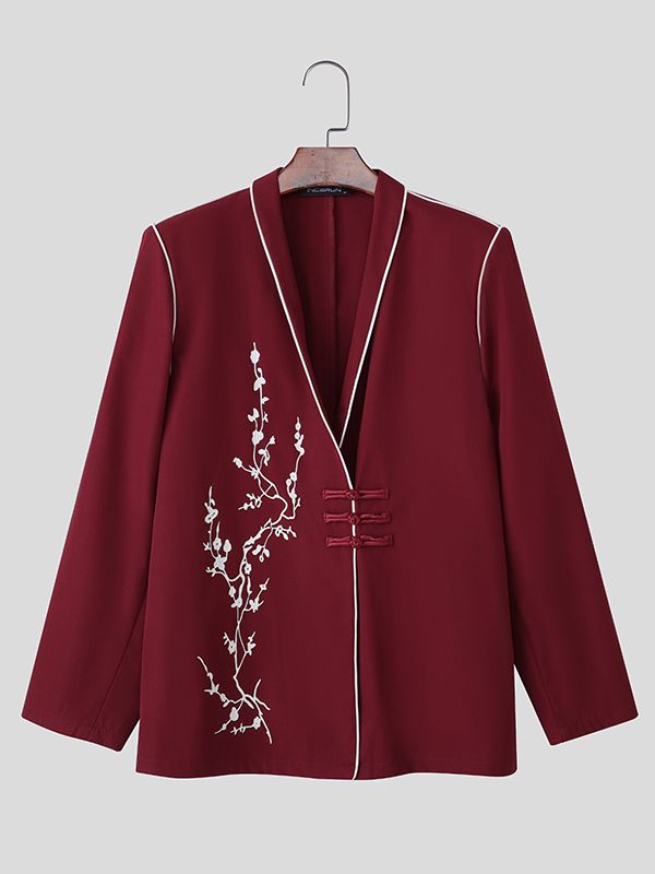 Men's New Chinese Style Frog Button Long Sleeve Cardigan SKUL37172