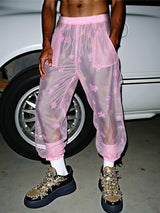 Mens Floral Print Sheer Mesh Casual Pant SKUL17979