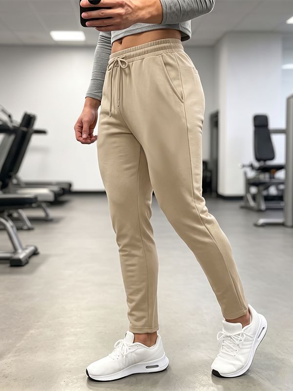 Men's Athletic Gym Drawstring Elastic Waist Butt Contouring Tapered Leg Full Length Pant SKUL83491
