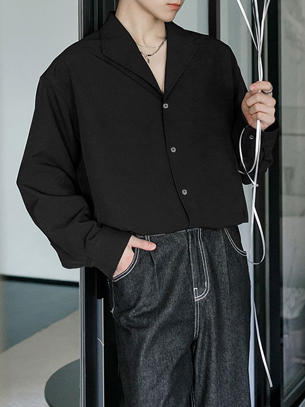 Men's Solid Casual Long Sleeve Shirt SKUL35298