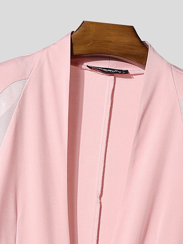 Men's Sheer Mesh Patchwork Casual Long Sleeve Blazer SKUL50128