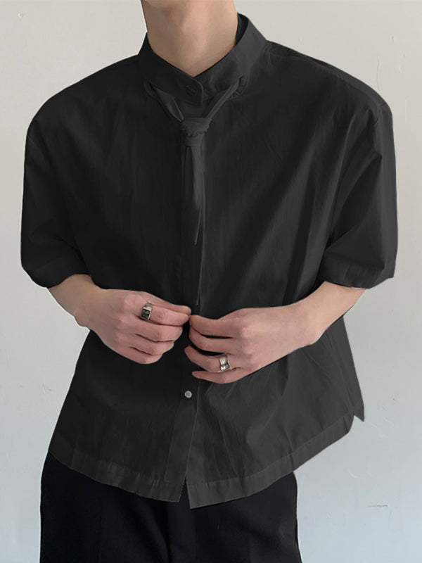 Mens Solid Color Textured Short Sleeve Shirt SKUL17028