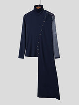 Men's Sheer Mesh Patchwork Long Hem Long Sleeve T-shirt SKUL43783