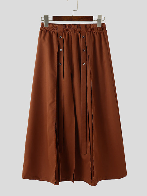 Mens Solid Color Long Slit Skirt SKUL11673