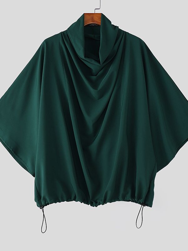 Men's Solid Color Stacked Collar 3/4 Length Sleeve Shirt SKUL51891