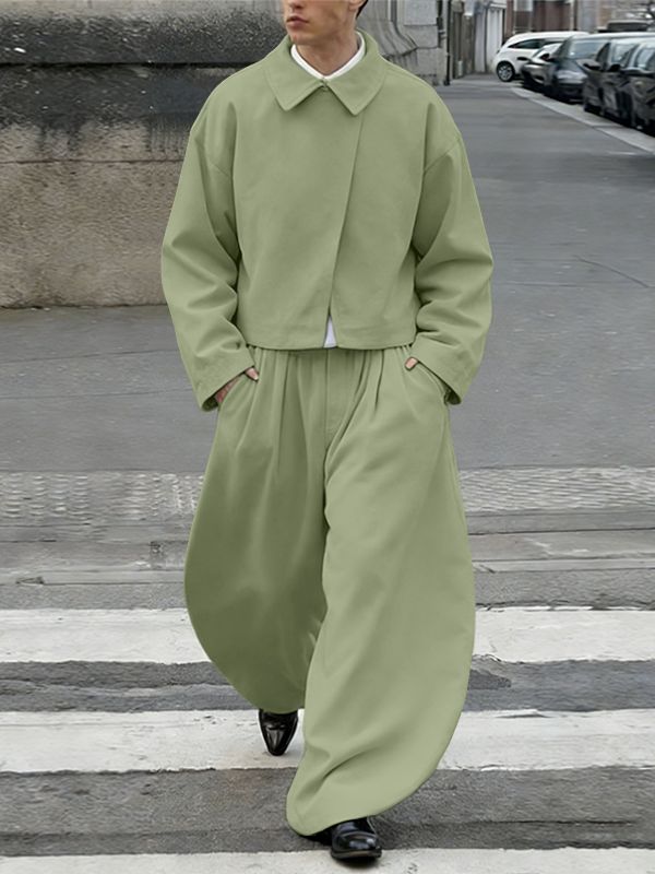 Men's Solid Color Casual Two Piece Outfit SKUL50939