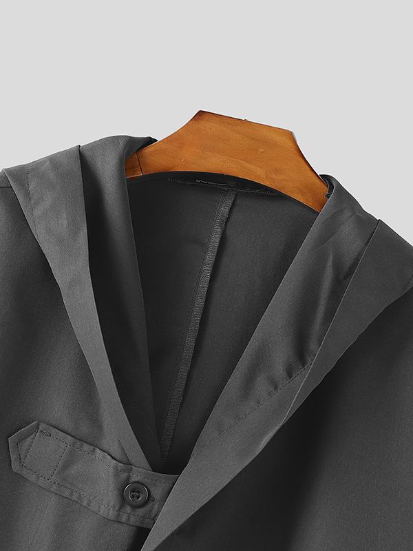 Men's Solid Color Deconstructed Hooded Long Sleeve Jacket SKUL45352