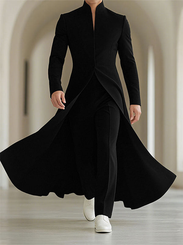 Men's Ruffled Hem Stand Collar Long Sleeve Blazer SKUL25000