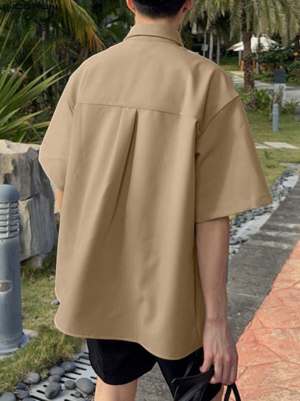 Men's Irregular Hem Short Sleeve Shirt SKUL30471