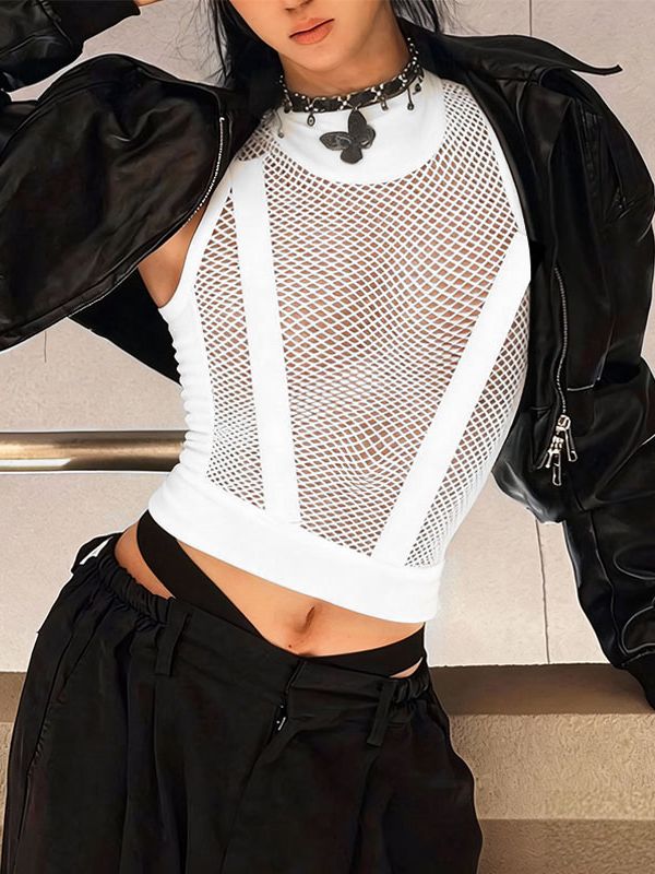 Men's Sheer Mesh Cropped Tank SKUL42454