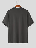 Mens Solid Half Zip Short Sleeve T-Shirt SKUK50860