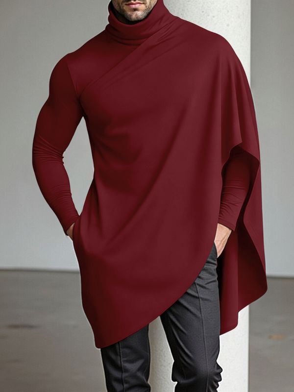 Men's Faux Two Piece High Neck Long Sleeve T-shirt SKUL43983