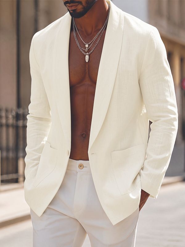 Men's Resort Wear Lightweight Open-Front Shawl Collar Cardigan SKUL79226