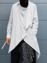 Men's Striped Stacked Collar Long Sleeve Shirt SKUL32957