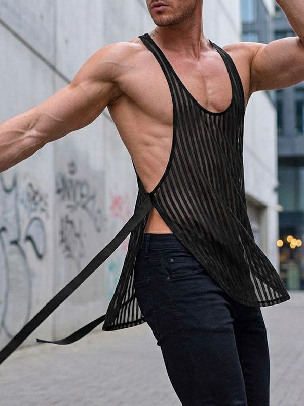 Men's Tie Design Striped Tank SKUL54643