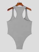 Men's Solid Color Textured Low Neck Bodysuit SKUL53141