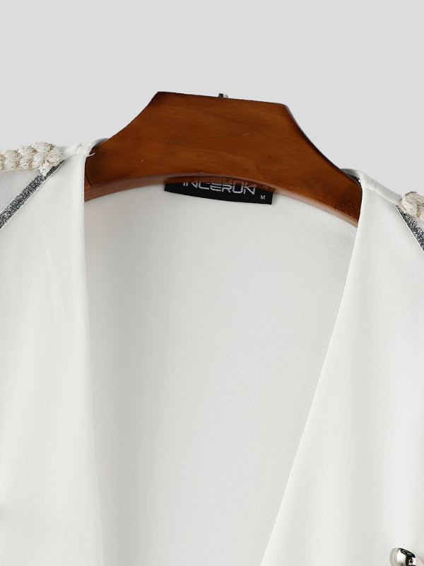 Men's Shiny Ribbon Double Breasted Casual Waistcoat SKUL23662