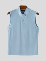 Mens Textured Knit Zipper Casual Tank SKUL17895