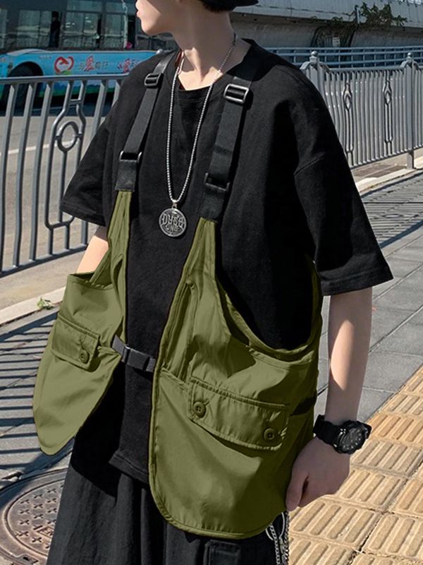 Men's Functional Style Large Pocket Sleeveless Outer Waistcoat SKUL37762