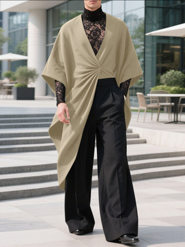 Men's Solid Color Pleated Long Sleeve Cardigan SKUL34002