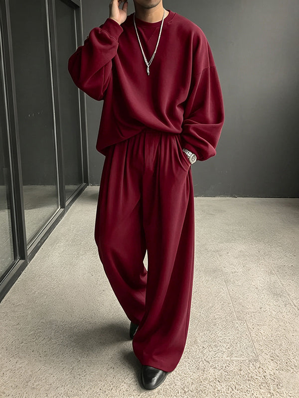 Men's Early Autumn Cozy Solid Color Loose Two Pieces Outfit SKUL80539
