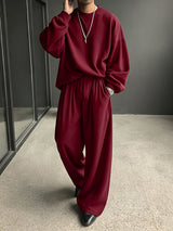 Men's Early Autumn Cozy Solid Color Loose Two Pieces Outfit SKUL80539