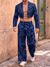 Men's Graffiti Print Cropped Two Pieces Outfit SKUL40124