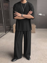 Men's Solid Color Semi Sheer Casual Two Pieces Outfit SKUL53020