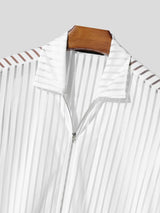 Men's Striped Sheer Mesh Short Sleeve Shirt SKUL54671