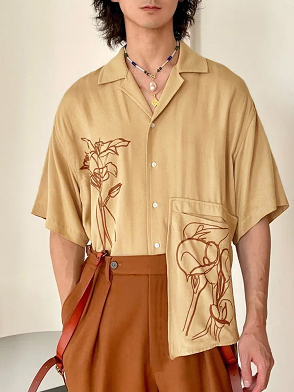 Mens Vacation Style Floral Print Short Sleeve Shirt SKUL06577