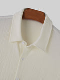 Mens Solid Lapel Collar Short Sleeve Shirt SKUK52047