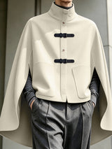[Pre-order] Men's Neo-Chinese Chic Evening Gala Leather Buckle Stand Collar Split Cape SKUL89230